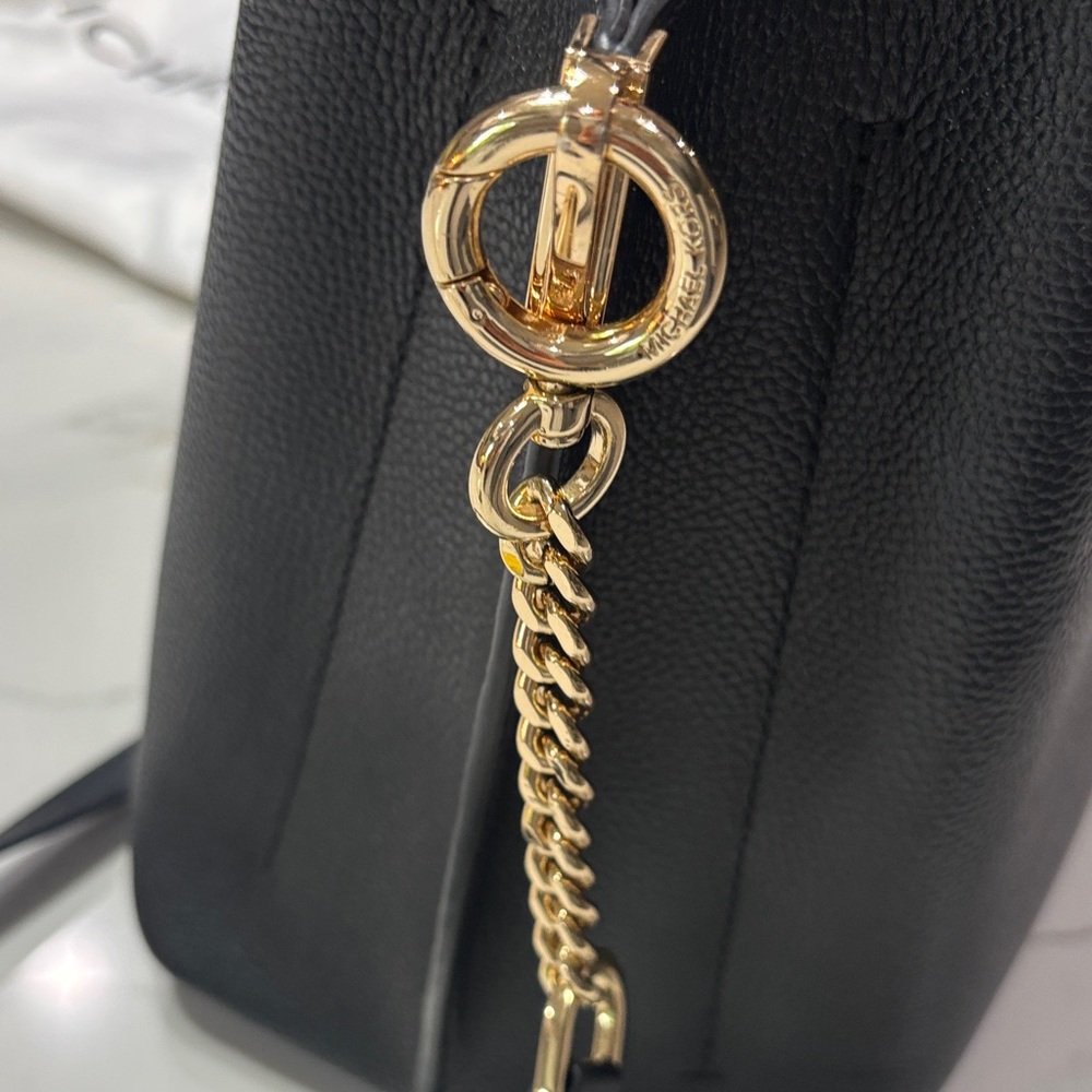 Michael Kors Black Leather Satchel with Gold Hardware - Picture 13 of 17